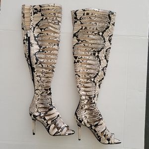 Vince Camuto Knee High Cut Out Snakeskin Boots